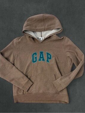 GAP Tan Hooded Sweatshirt with Cream Fleece Lining